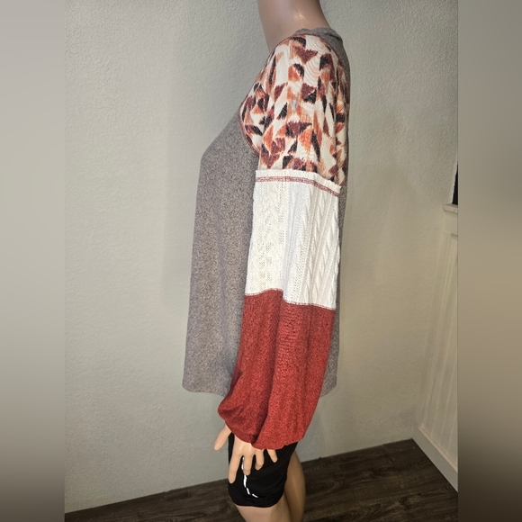 Women's Maurices Colorblock Light-Weight Sweater Gray  Maroon White Size Xl - Picture 5 of 9